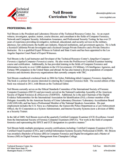 CV for Neil Broom Expert Witness in Computer Forensics Investigations in Kansas City